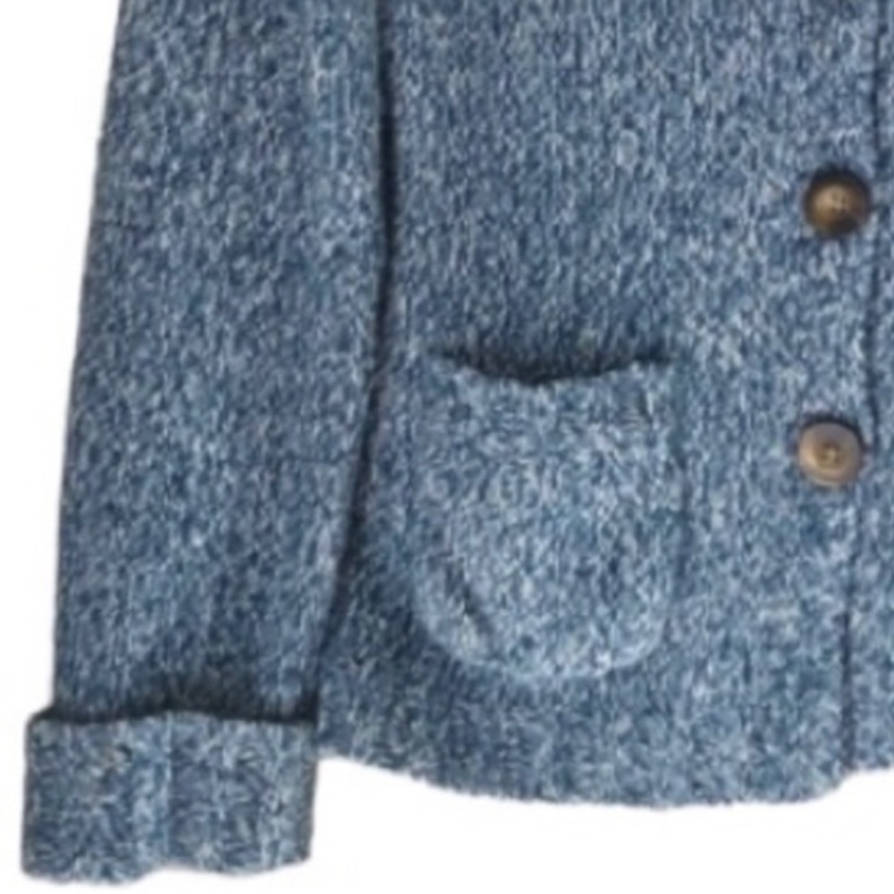 Y2K Jones New York Blue Knitted Collared Jacket With Pockets, Size Medium - Picture 12 of 16